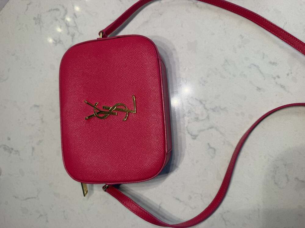 Saint Laurent YSL Monogram Red Grained Leather Camera Crossbody
